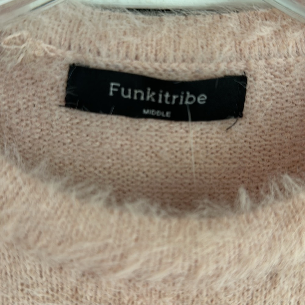 Funkitribe The Savannah: Puffy Sleeve Fuzzy Sweater in Blush, Sz M - Picture 5 of 8